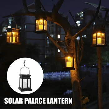Солнечный Дворцовый фонарь, Ретро Подвесная Свеча, Портативная ночная лампа для кемпинга на открытом воздухе, для декора двора и сада, светодиодный атмосферный светильник