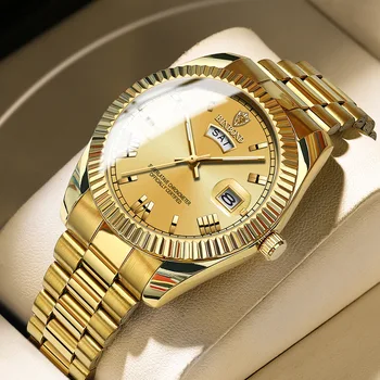 Мужские кварцевые золотые часы BINBONG, немеханические водонепроницаемые наручные часы в стиле журнала, модные Роскошные деловые мужские часы, подарки любителям часов