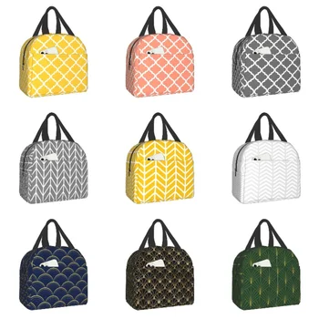 Минималистичная геометрическая Изолированная сумка для ланча для женщин, портативный абстрактный геометрический кулер, термобокс для Бенто, Пляжный кемпинг, путешествия