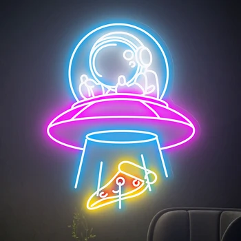 UFO Spaceman Неоновая Вывеска Креативный Домашний Декор Стен Спальни Неоновые Вывески Бара Украшение Ресторана Вечеринки На Заказ Неоновый Свет Пицца Led