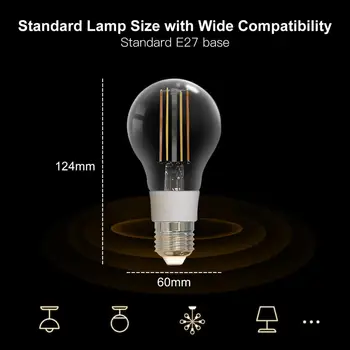 WiFi Умная лампа накаливания Светодиодная лампа с регулируемой яркостью освещения Поддержка Smart Life Home Control
