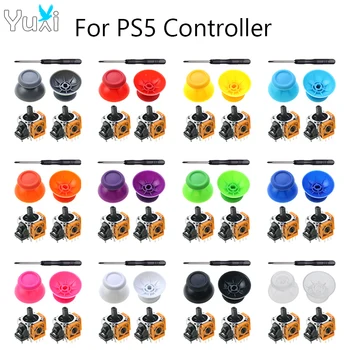 YuXi Для PS5 Контроллер 3D Аналоговый джойстик Модуль датчика Потенциометр Желтый джойстик с колпачками для больших пальцев