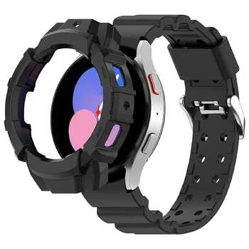 Чехол + Ремешок для Samsung Galaxy Watch 4/5 44 мм 40 мм силиконовый браслет Без зазоров correa Защитный чехол 20 мм Galaxy watch 5 pro ремешок
