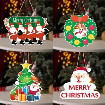 С Рождеством, Украшения на двери, Подвеска, Санта-Клаус, баннер со Снеговиком, Праздники, Рождественские украшения для дома, Navidad, Подарок для детей