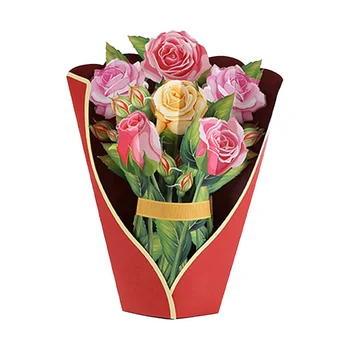 3D Всплывающие букеты бумажных цветов, поздравительные открытки, подарочные карты на День матери, День рождения, Пасху для женщин