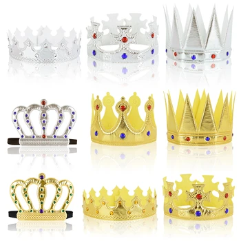 Головной убор Короля Королевы Корона Пластиковая Шляпа принцессы и принца На День Рождения Для взрослых И Детей Регулируемый Праздничный Макияж Принадлежности для танцев и вечеринок