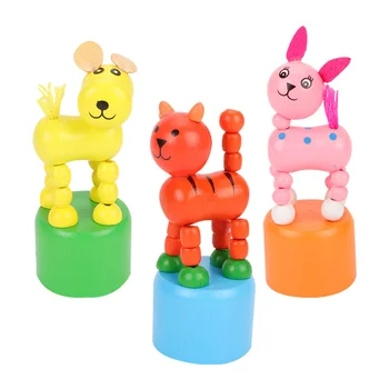 3 шт., деревянная развивающая игрушка для детей с животными, Мультяшная игрушка для большого пальца, Пружинные Качающиеся игрушки-головоломки, креативные