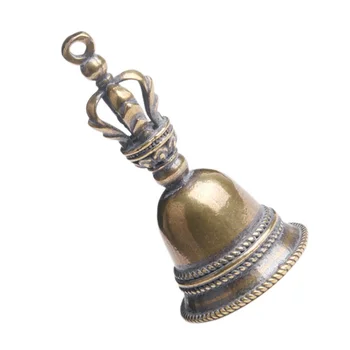 Брелок-колокольчик из 2 предметов, дверной звонок, подвески, колокольчики, латунное кольцо, ручной орнамент, декор