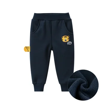 2023 Новые зимние детские штаны, повседневные спортивные штаны для мальчиков с рисунком тигра, Детская одежда, хлопковые флисовые детские длинные брюки