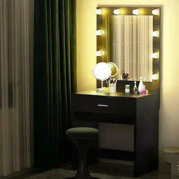 Туалетный столик с зеркалом со светодиодной подсветкой, туалетный столик для макияжа, комод, стол для спальни в помещении