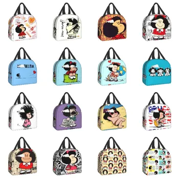 Термоизолированная сумка для ланча Mafalda Quino Comics, Многоразовый ланч-бокс для женщин, детей, походов, дорожных сумок для хранения продуктов