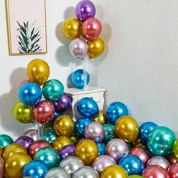 Круглый хромированный металлический шар толщиной 10 дюймов, 50 шт., Свадебный подарок, украшение комнаты на День рождения Латексными воздушными шарами
