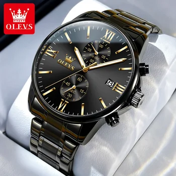OLEVS, модный бренд, мужские часы класса люкс из нержавеющей стали, светящиеся датой, водонепроницаемые Деловые кварцевые часы для мужчин reloj hombre