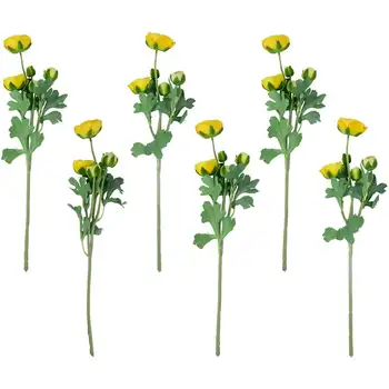 набор из 6 искусственных цветочных спреев с желтыми ранункулюсами 21 