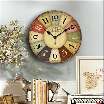 Европейские креативные настенные часы Часы для гостиной Бесшумные Деревянные настенные часы Стильные Современные Кварцевые настенные ретро-часы Reloj De Pared