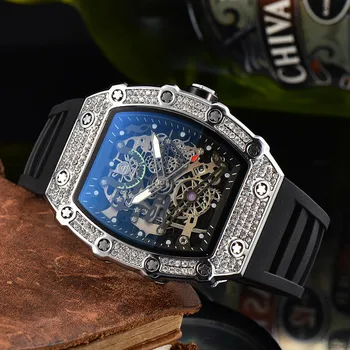 Мужские качественные механические часы AAA diamond с 3 иглами от элитного бренда RM, модные повседневные водонепроницаемые мужские часы