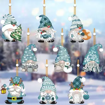 Мультяшные рождественские подвески, красочные рождественские украшения для деревянных кукол, набор из 18 предметов с подвесной веревкой для праздничного украшения елки
