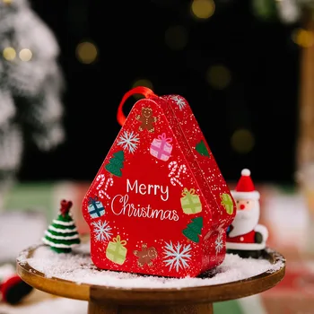 Банки для хранения конфет Подарочная коробка в форме Рождественской елки с мультяшной печатью Праздничный декор для имбирных пряников, шоколадного печенья
