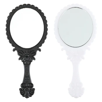 Милое Серебряное Винтажное Женское Цветочное Овальное Круглое зеркало для макияжа в ручную, подарок Принцессе, косметичке для леди-макияжа