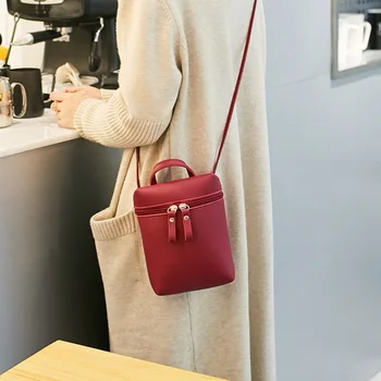 Винтажная маленькая сумка через плечо Женская сумочка для покупок Сумка для телефона Модный однотонный кошелек из искусственной кожи Универсальная сумка через плечо