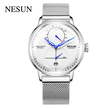 Люксовый бренд Япония Импорт Автоматические механические мужские часы Швейцария NESUN Сапфировый Водонепроницаемый индикатор питания светящийся N9605