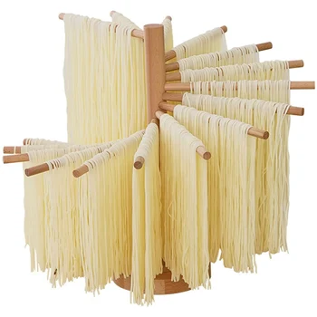 Складная сушилка для макаронных изделий Деревянная сушилка для спагетти с 16 подвесными стержнями Домашняя вешалка для свежей лапши Подвесная стойка