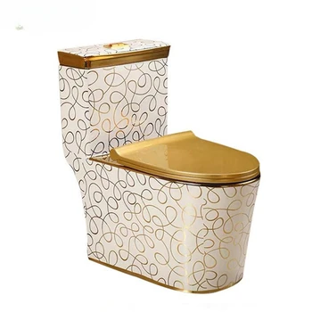 Шкаф для ванной комнаты, сантехника S-trap, цветной квадратный цельный керамический унитаз, золотой унитаз