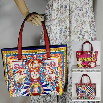 Итальянская дорожная сумка с роскошным принтом, сумка-шоппер из текстурированной кожи с цветочным рисунком, большая сумка-тоут известного бренда, женская сумка для девочек