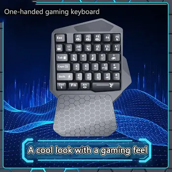 Игровая клавиатура с радужной подсветкой, маленький 35-клавишный контроллер для одной руки, легкая подставка для запястья, игровая клавиатура для геймерских видеоигр