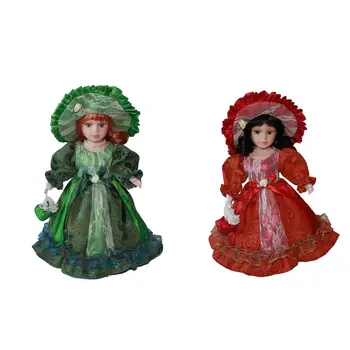30-сантиметровая милая фарфоровая кукольная фигурка с декором в виде платья принцессы