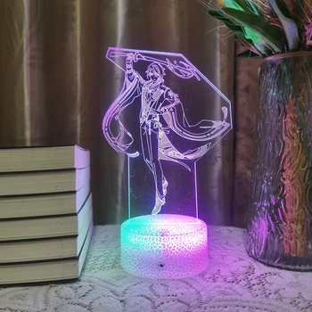 Аниме Лампа Genshin Impact Ayato 3D Led Игровая Фигурка 7 Цветов Ночник Для Малыша Домашний Декор Спальни Рождественская Вечеринка Иллюзия Подарок