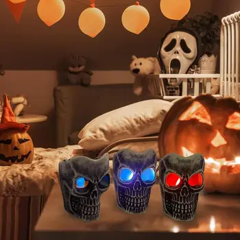 Лампа с черепом на Хэллоуин, светодиодная свеча, Беспламенная лампа-свеча с черепом, реквизит ужасов на батарейках, украшение из смолы для Хэллоуина