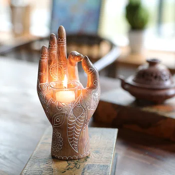 Дзен религиозный ручной подсвечник Будды, украшение дома, креативные изделия ручной работы из смолы