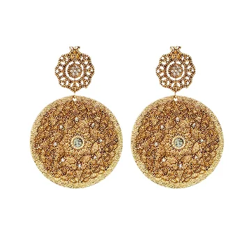 YY Винтажные круглые серьги в стиле барокко, золотые серьги крупного бренда высокого качества для женщин