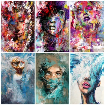 Абстрактные плакаты с портретом Африканской девушки в маске, картина на холсте, Граффити, Женщина, Уличные настенные рисунки, Домашний декор комнаты, Cuadros