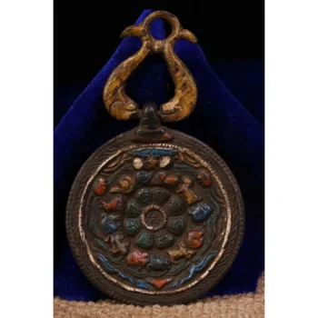 Китайский кулон из старинной латуни 9,5 см, Тибетский кулон из старой бронзы, шарм