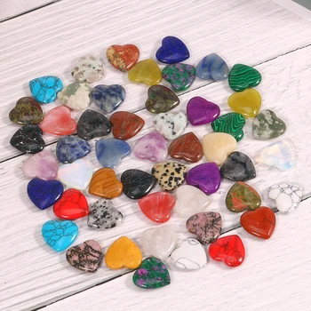 50шт Набор кристаллов в форме сердца, натуральные Хрустальные камни в форме сердца, мини-ассорти камней беспокойства, Хрустальные камни в форме сердца для медитации