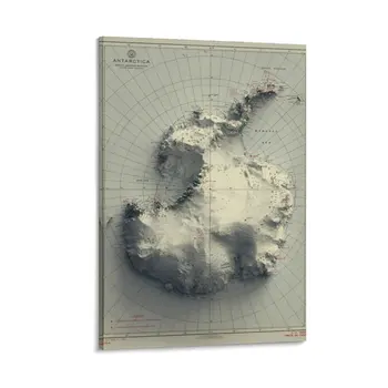 1968 Рельефная Карта Антарктиды 3D с цифровой визуализацией На Холсте аниме декор комнаты плакат