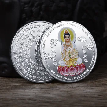 Памятная Монета Гуаньинь из Китая, Металлическая Монета в виде Лотоса
