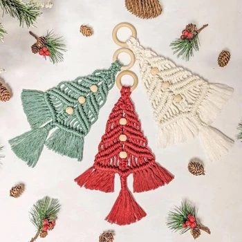 Набор материалов для плетения из хлопчатобумажной веревки ручной работы в виде рождественской елки для начинающих и взрослых