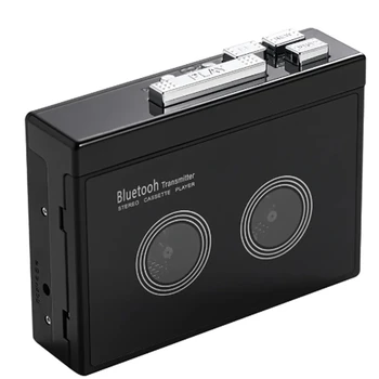 1 шт. Черный Ретро-стереокассетный плеер, Черный пластиковый Музыкальный аудиосистема с автоматическим реверсом с Bluetooth