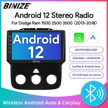 Бинизируйте автомагнитолу Android 12 для Dodge RAM 1500 2500 3500 2013-2018 Carplay ＆ Сенсорный экран Android с автоматической навигацией GPS WiFi