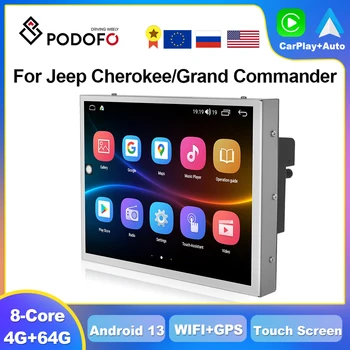 Podofo 4G CarPlay Android Auto Автомагнитола Для Jeep Cherokee Grand Commander 2017-2020 Мультимедийный Плеер 2din GPS Стерео Головное Устройство