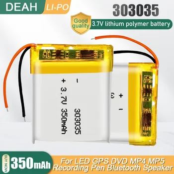 303035 3,7 В 350 мАч Литий-Полимерная Аккумуляторная Батарея Для MP3 MP4 MP5 GPS LED DVD Bluetooth Динамик Гарнитура Литий-ионный Элемент 033035