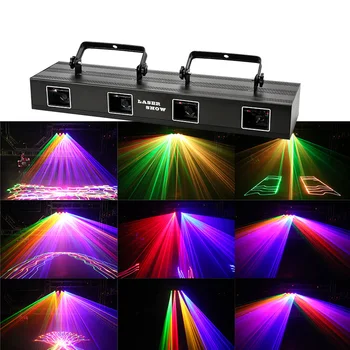 Анимация RGB 4 линзы DJ DMX512 Шаблоны управления звуком активные сканирующие лампы подходит для вечеринки дискотеки сцены лазерной рекламы