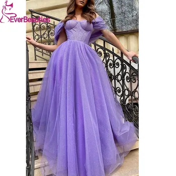 Длинное Платье для Выпускного вечера с открытыми плечами 2023 для Женщин, Vestidos De Fiesta Elegantes Para Mujer, Блестящее Тюлевое Вечернее Платье