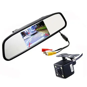 Bileeko Video Auto Parking Monitor 4 светодиодных ночных камеры заднего вида автомобиля задним ходом с 4,3-дюймовым монитором зеркала заднего вида автомобиля