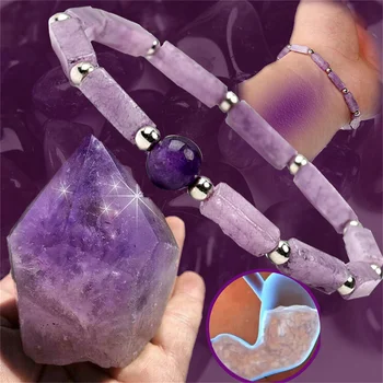 Натуральный Аметистовый браслет для похудения, очищающий тело, Каменные Энергетические браслеты для женщин, снимающие усталость, Исцеляющая Йога