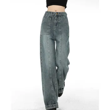 Американские ретро Потертые Мешковатые джинсы, женские Y2K, Винтажная уличная одежда 90-х, джинсовые брюки с высокой талией, женские широкие брюки