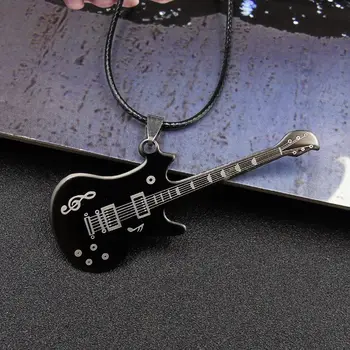 Подарок из нержавеющей стали для мужчин Музыкальный Кулон Цепочка для свитера Гитара Ювелирные Изделия Ожерелья Цепочка для ключиц Модные Аксессуары